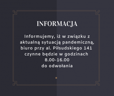 Informacja ws. godzin pracy biura